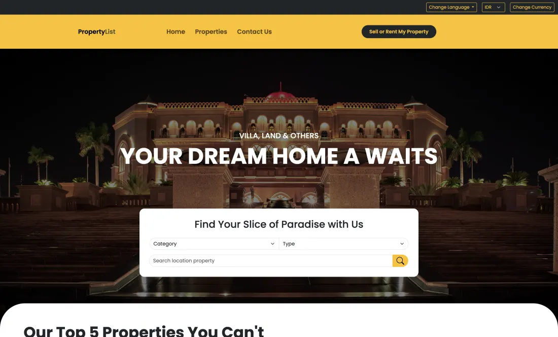 Property Listing screenshot